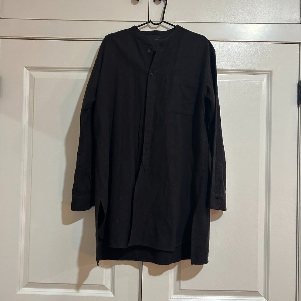 S-M MUJI Black Flannel Tunic Shirt Dress